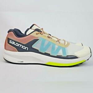 Salomon Low-Top Sneaker in White, Light Blue & Neon Yellow